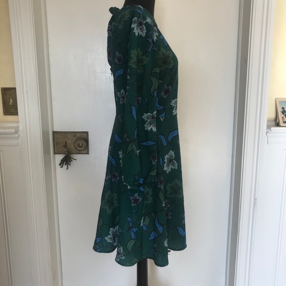 Green Printed Aline Dress - Picture 2 of 4